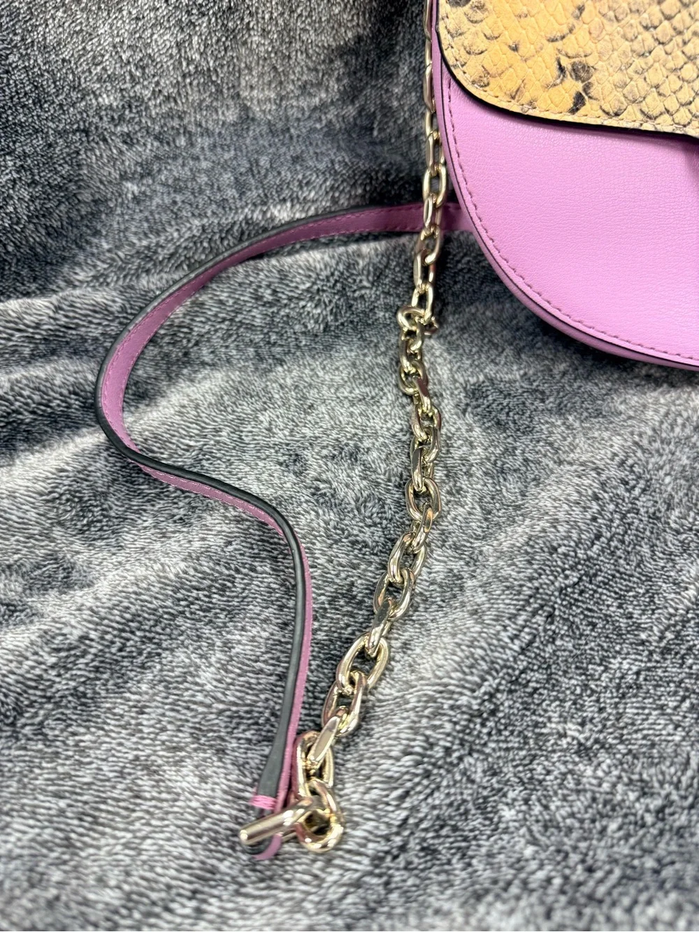KATE SPADE NEW YORK MEDIUM CHAIN SADDLE BAG ROBYN EXOTIC PINK MAUVE